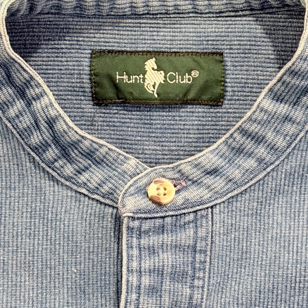 Men’s Medium Hunt Club Blue Textured Button Down Shirt - Picture 3 of 8